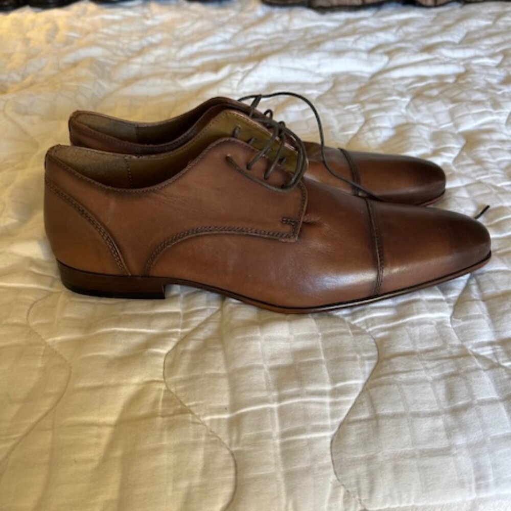 Brown Kenneth Cole Leather Mix Oxford Dress Shoes